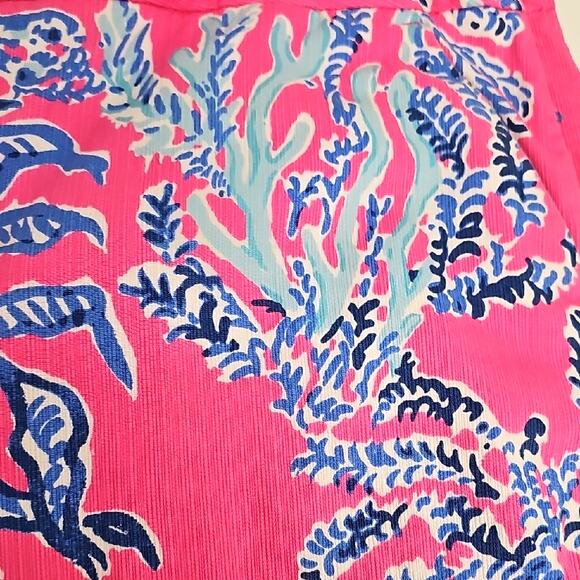 Lilly Pulitzer Adie Pink and Blue Side Zip Four Pocket Women's Short Shorts Sz 6 - Picture 6 of 14